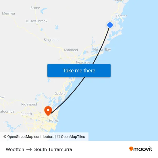 Wootton to South Turramurra map