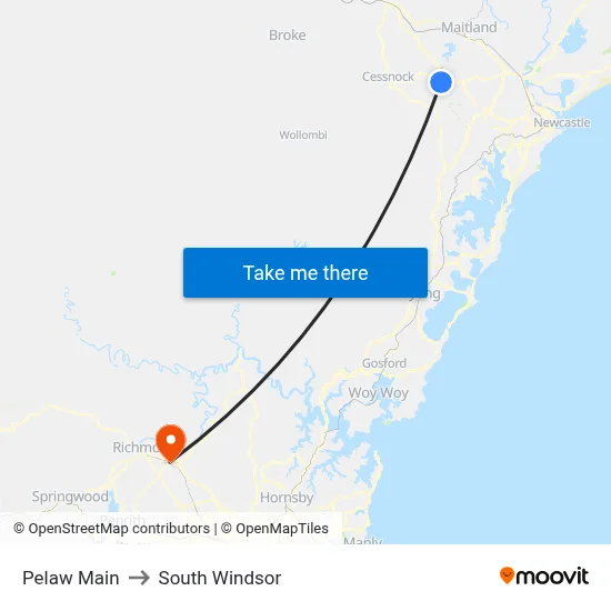Pelaw Main to South Windsor map