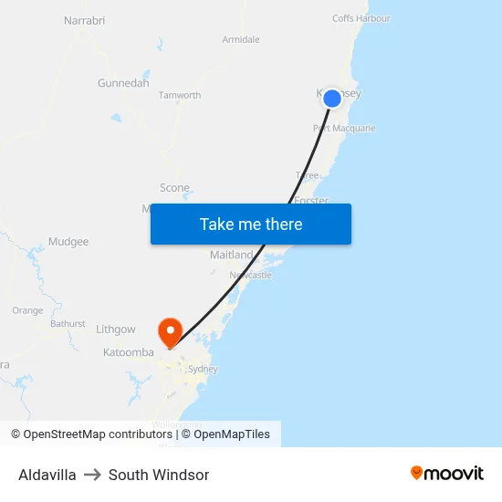 Aldavilla to South Windsor map