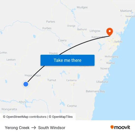 Yerong Creek to South Windsor map