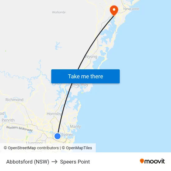 Abbotsford (NSW) to Speers Point map