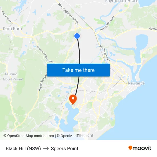 Black Hill (NSW) to Speers Point map