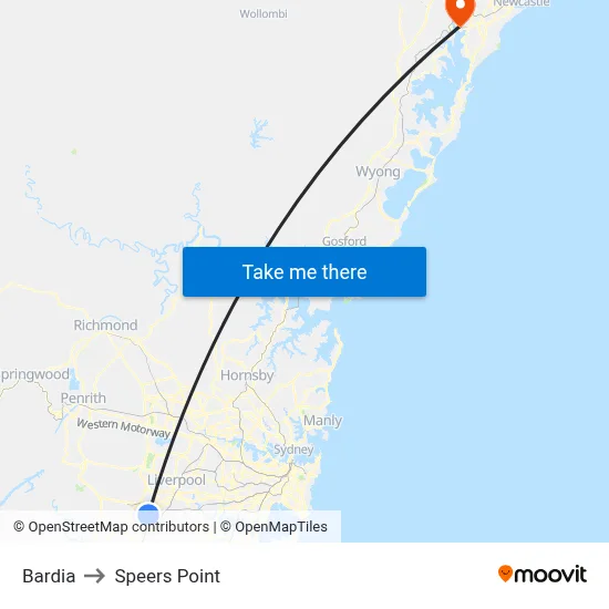Bardia to Speers Point map