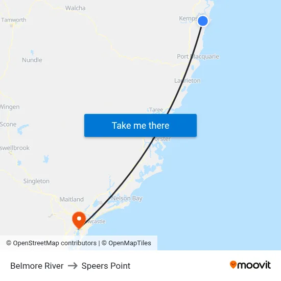 Belmore River to Speers Point map