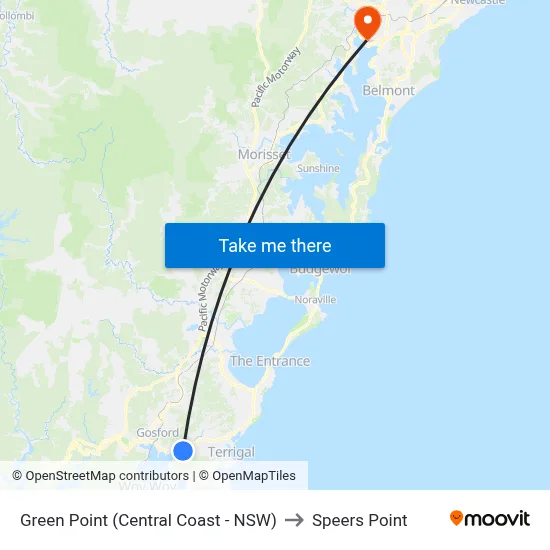 Green Point (Central Coast - NSW) to Speers Point map