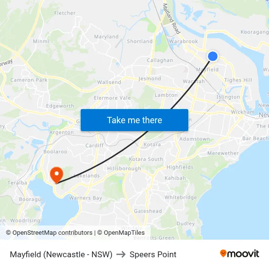 Mayfield (Newcastle - NSW) to Speers Point map