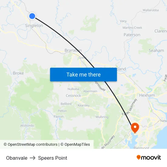 Obanvale to Speers Point map