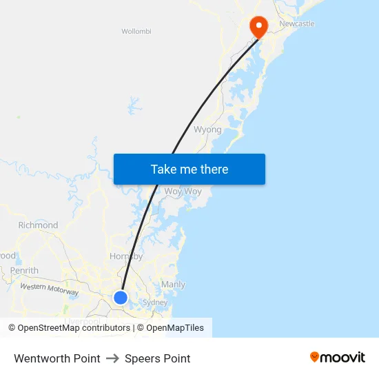 Wentworth Point to Speers Point map