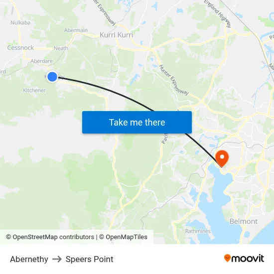 Abernethy to Speers Point map