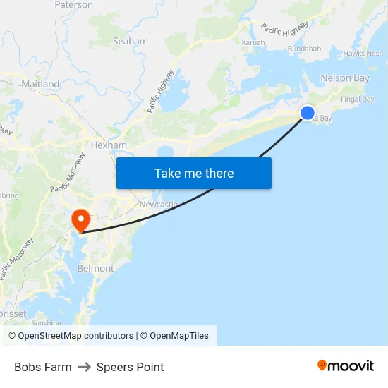 Bobs Farm to Speers Point map