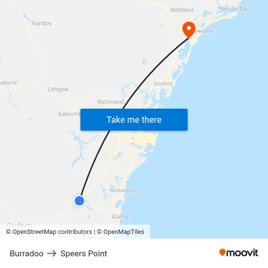 Burradoo to Speers Point map