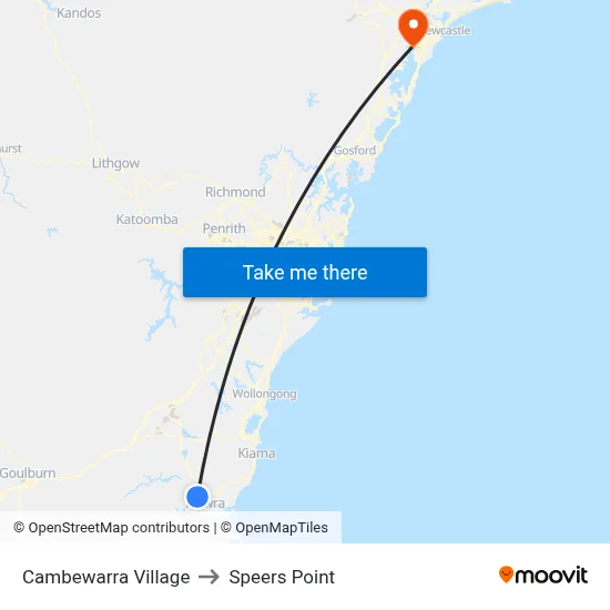 Cambewarra Village to Speers Point map