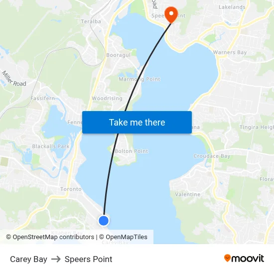 Carey Bay to Speers Point map