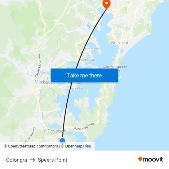 Colongra to Speers Point map