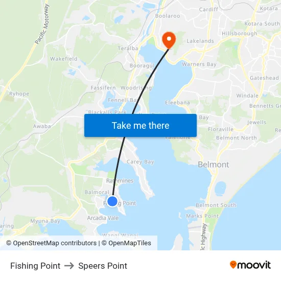 Fishing Point to Speers Point map