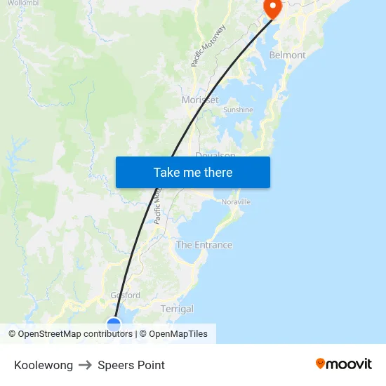 Koolewong to Speers Point map