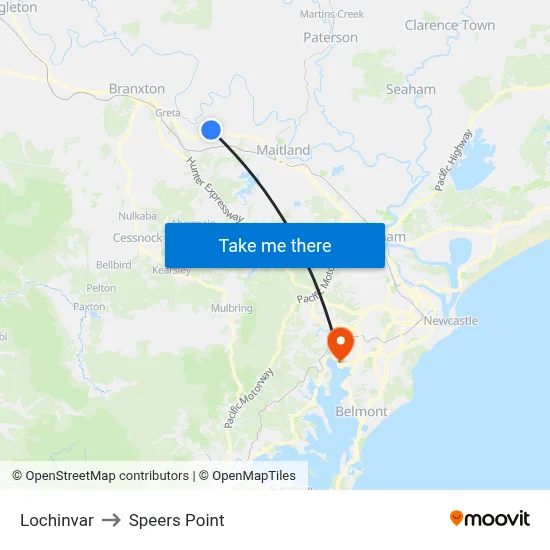 Lochinvar to Speers Point map