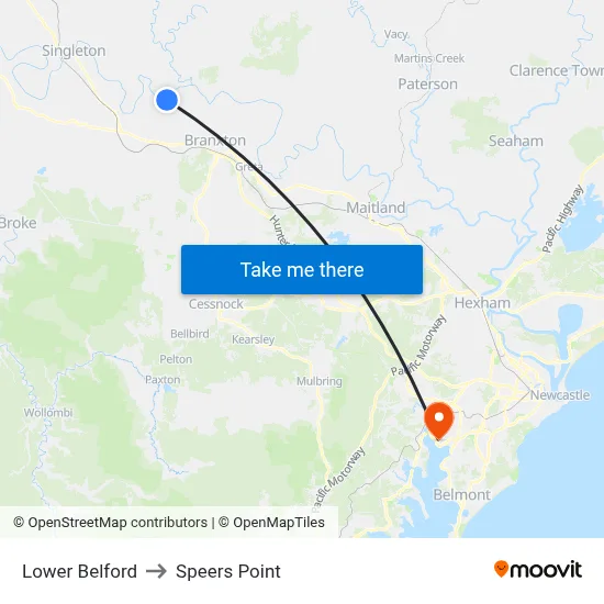 Lower Belford to Speers Point map