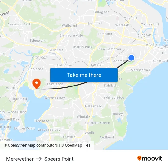 Merewether to Speers Point map