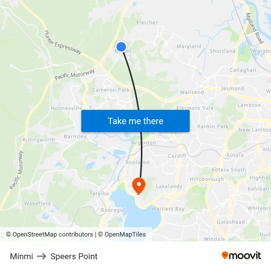 Minmi to Speers Point map