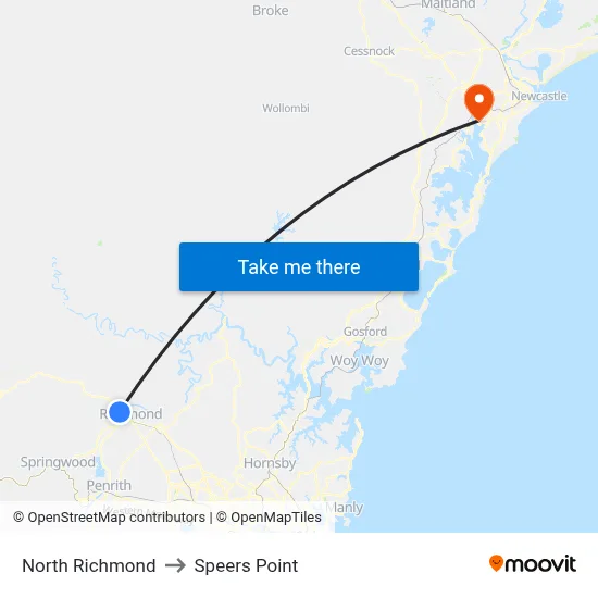 North Richmond to Speers Point map