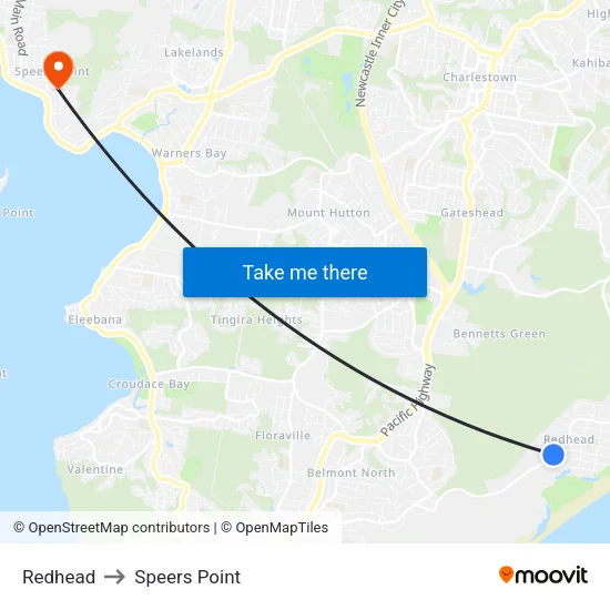 Redhead to Speers Point map