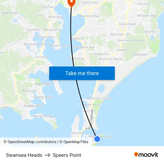 Swansea Heads to Speers Point map
