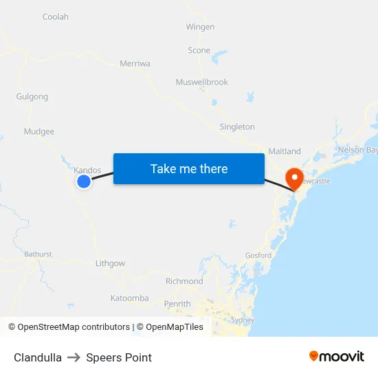 Clandulla to Speers Point map