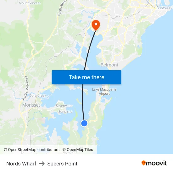 Nords Wharf to Speers Point map