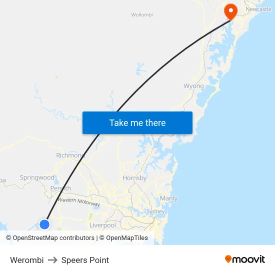 Werombi to Speers Point map