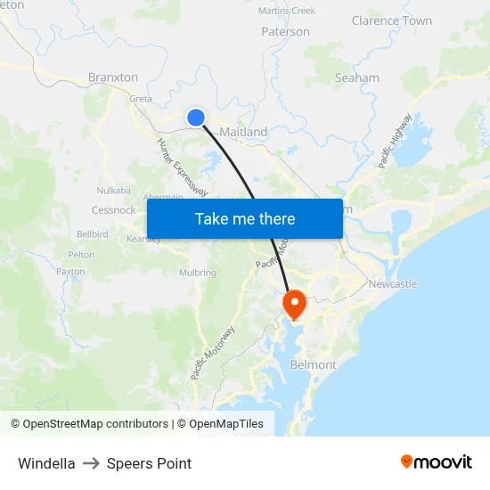 Windella to Speers Point map