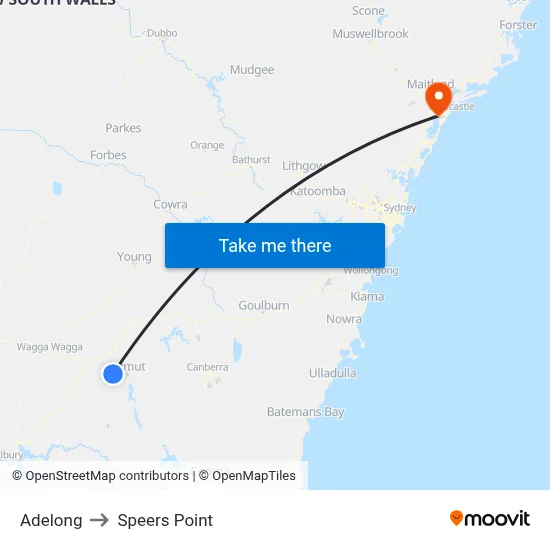 Adelong to Speers Point map