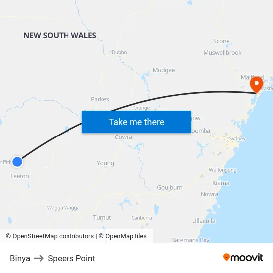 Binya to Speers Point map