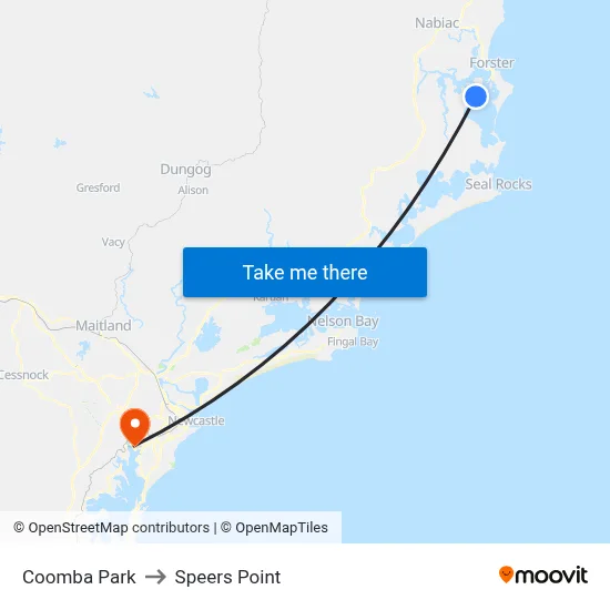 Coomba Park to Speers Point map