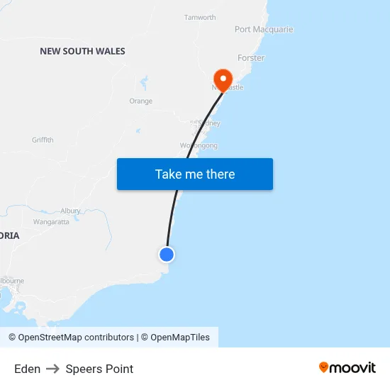 Eden to Speers Point map