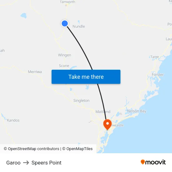Garoo to Speers Point map