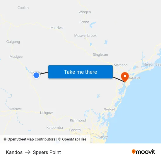 Kandos to Speers Point map