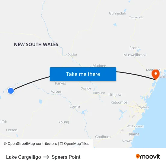 Lake Cargelligo to Speers Point map