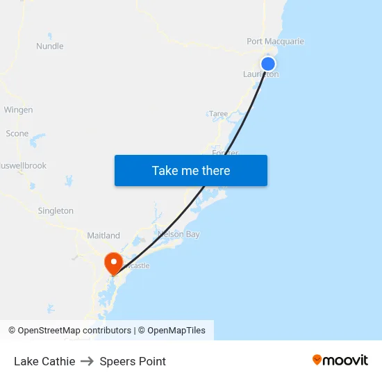 Lake Cathie to Speers Point map