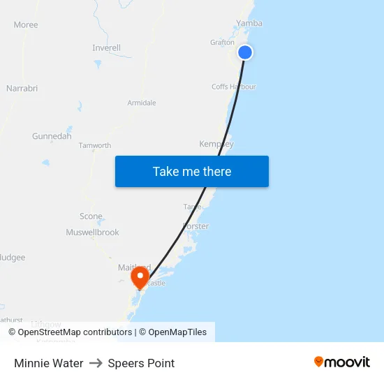 Minnie Water to Speers Point map
