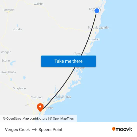 Verges Creek to Speers Point map