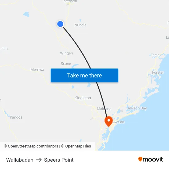 Wallabadah to Speers Point map
