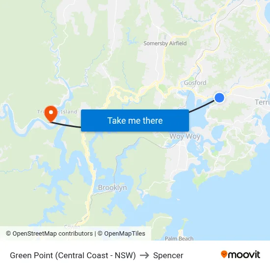 Green Point (Central Coast - NSW) to Spencer map