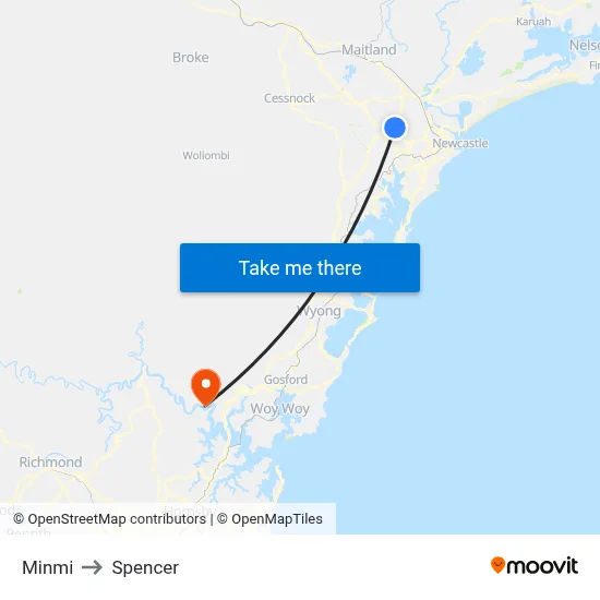 Minmi to Spencer map