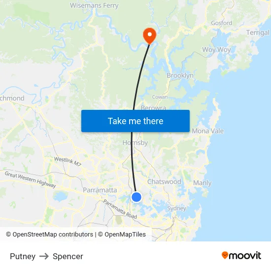 Putney to Spencer map