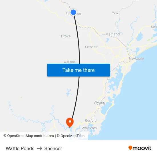 Wattle Ponds to Spencer map