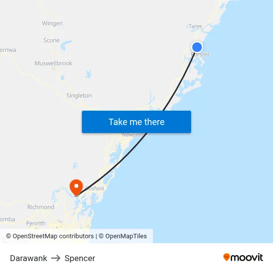 Darawank to Spencer map