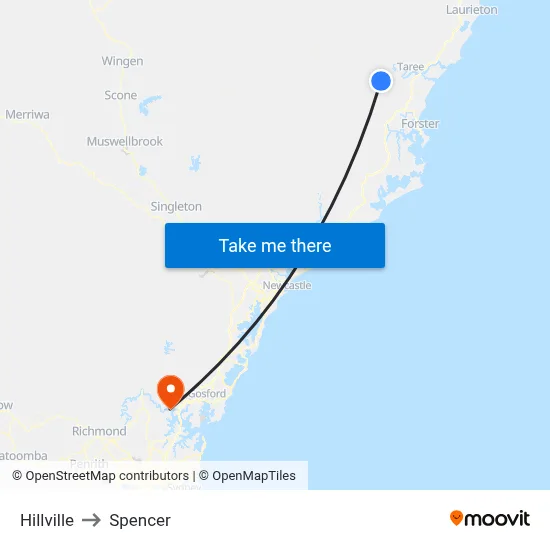 Hillville to Spencer map