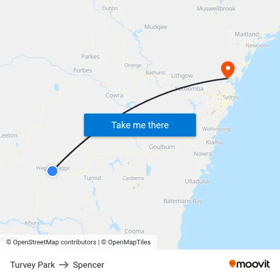 Turvey Park to Spencer map