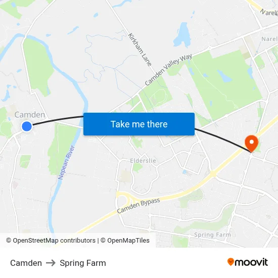 Camden to Spring Farm map